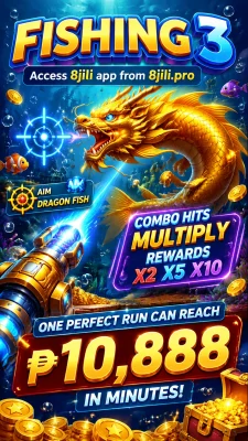 Vertical mobile fishing game screen on 8jili